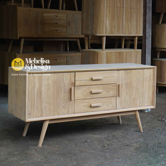 Meja Bufet TV Minimalis Kayu Jati Retro 2 Pintu 3 Laci Meja Bufet TV Minimalis Kayu Jati Retro 2 Pintu 3 Laci