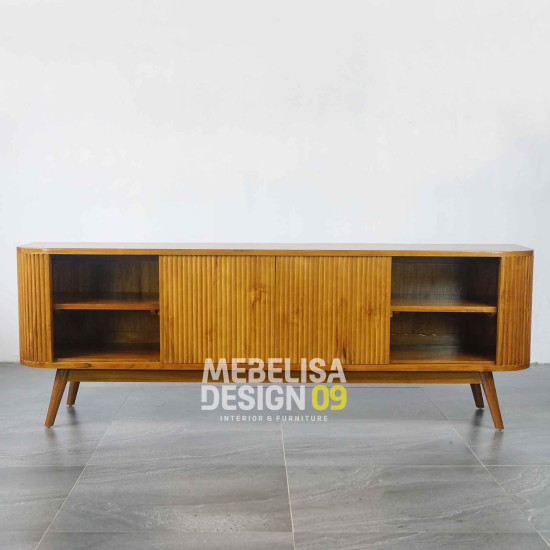 Meja Bufet TV Retro Pintu Geser Kayu Jati