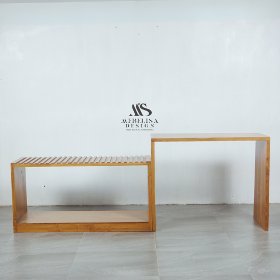 Meja Kerja Kantor Minimalis Kayu Solid Jati