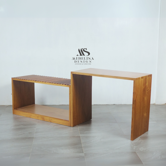 Meja Kerja Kantor Minimalis Kayu Solid Jati