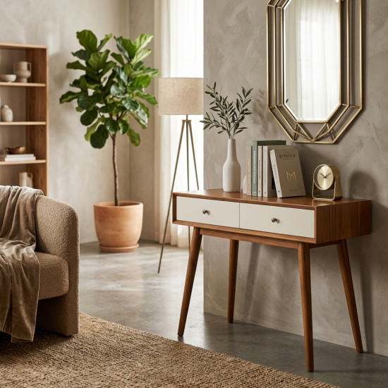 Meja Konsol Minimalis Scandinavian Bleds Jati