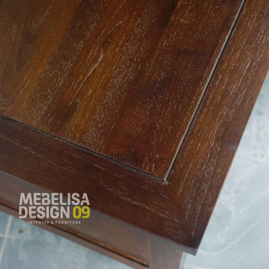 Meja Kopi Ruang Tamu Minimalis Kayu Jati 2 Laci