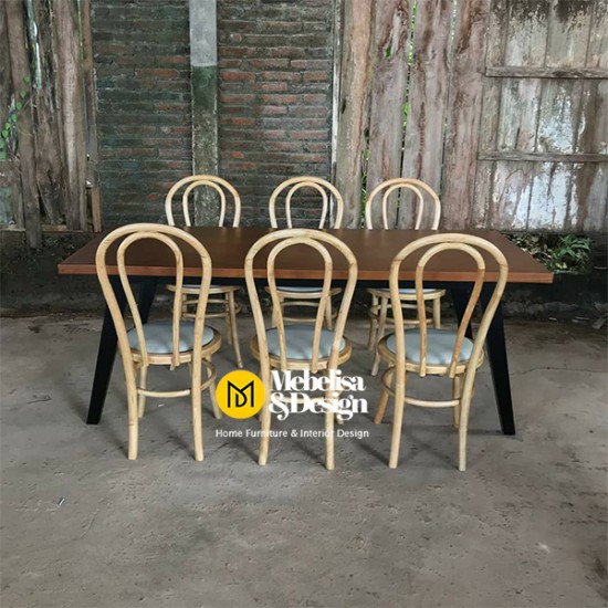 Meja Makan Besi Set 6 Kursi Jati Scandinavian