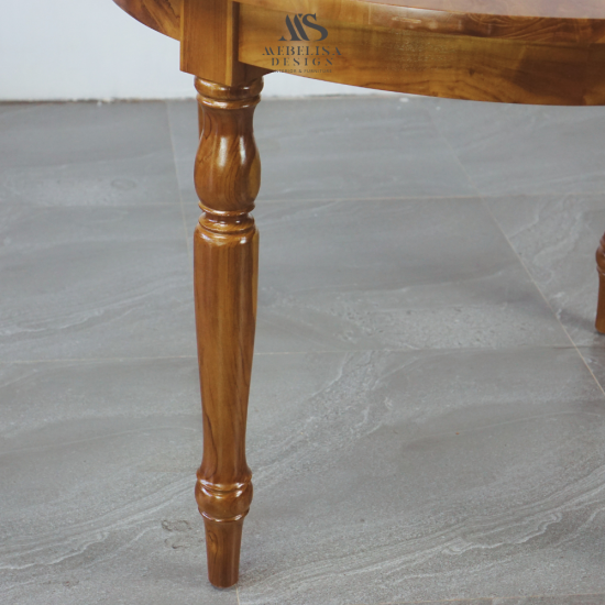 Meja Makan Bundar Minimalis Desain Klasik Kayu Jati