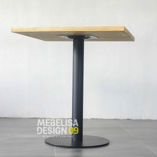 Meja Makan Cafe Square Kayu Jati Kaki Besi Industrial