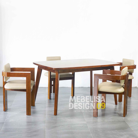 Meja Makan Minimalis Scandinavian Set 4 Kursi Modern