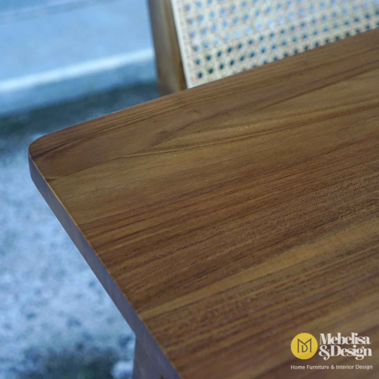 Meja Makan Minimalis Set 6k Jati Mix Rotan