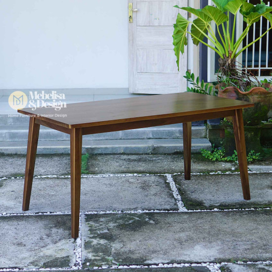 Meja Makan Minimalis Set 6k Jati Mix Rotan