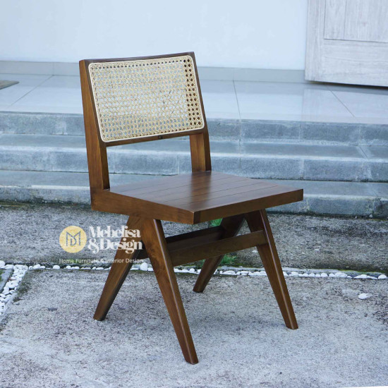 Meja Makan Minimalis Set 6k Jati Mix Rotan