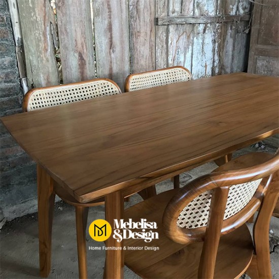 Meja Makan Set 4 Kursi Jati Scandinavian Retro