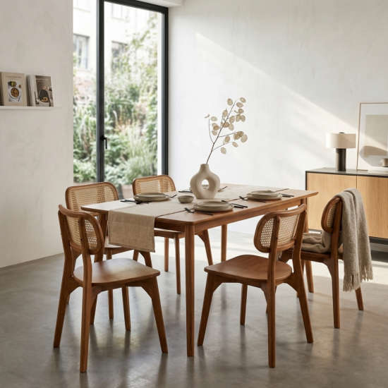 Meja Makan Set 4 Kursi Jati Scandinavian Retro
