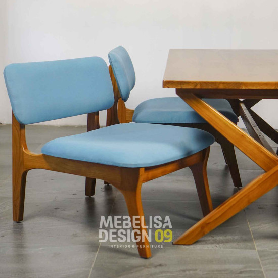 Meja Makan Set Kursi Bangku Kayu Jati Japandi Style