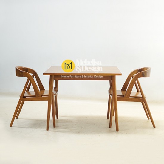 Meja Makan Set Retro 2 Kursi Jati