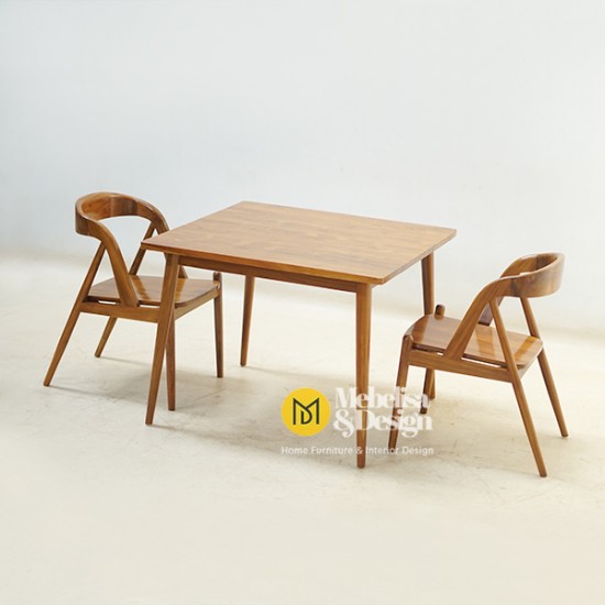 Meja Makan Set Retro 2 Kursi Jati