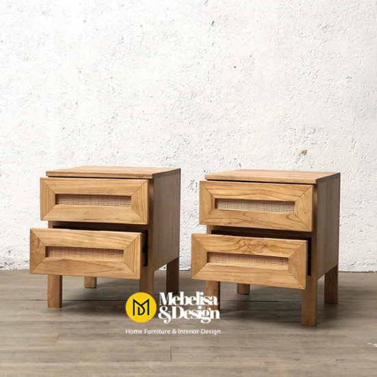 Meja Nakas Bedside Minimalis Diana 2 Laci Rotan Meja Nakas Bedside Minimalis Diana 2 Laci Rotan