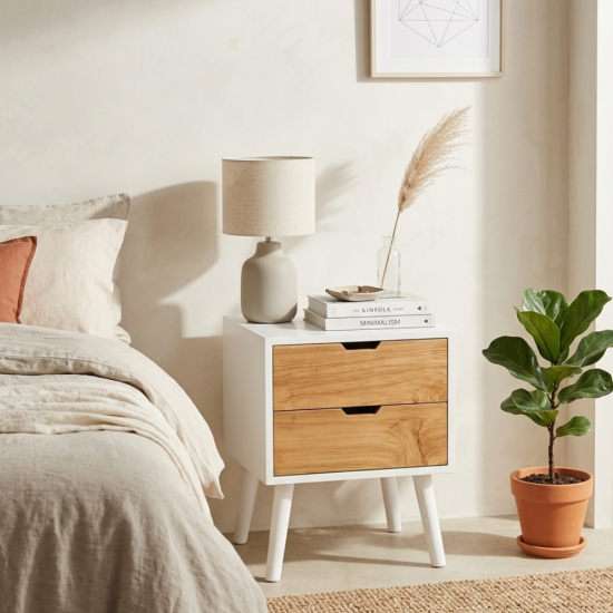 Meja Nakas Minimalis Retro Kayu Jati Natural Duco