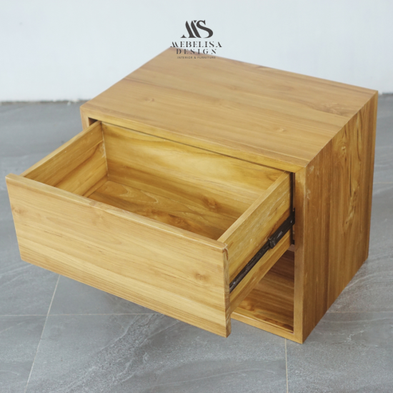 Meja Nakas Samping Tempat Tidur Minimalis Kayu Jati