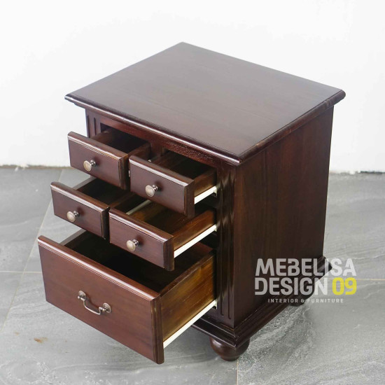 Meja Nakas Tempat Tidur 5 Laci Kayu Jati Solid Meja Nakas Tempat Tidur 5 Laci Kayu Jati Solid