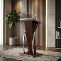 Meja Podium Kayu Jati Stainless