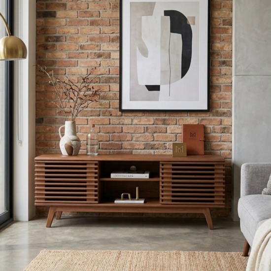 Meja Rak TV Jati Mid-Century Mikayla Meja Rak TV Jati Mid-Century Mikayla