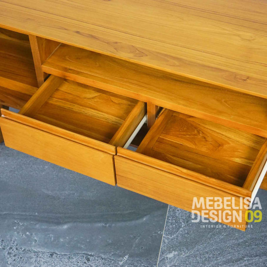 Meja TV Retro Minimalis Kayu Jati 2 Pintu 2 Laci Meja TV Retro Minimalis Kayu Jati 2 Pintu 2 Laci