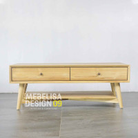 Mid-Century Meja Tamu Retro 2 Laci Kayu Jati