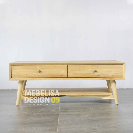 Mid-Century Meja Tamu Retro 2 Laci Kayu Jati