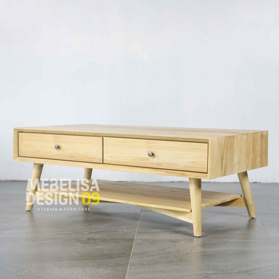 Mid-Century Meja Tamu Retro 2 Laci Kayu Jati