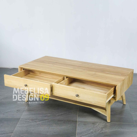 Mid-Century Meja Tamu Retro 2 Laci Kayu Jati