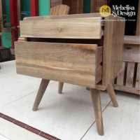 Mid-Century Modern Bedside Table Reclaimed Teak