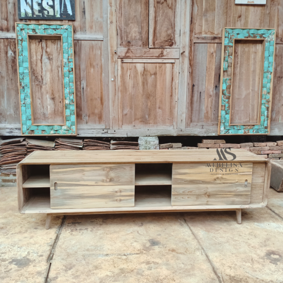 Mid-Century Modern Recycled Teak Media Console