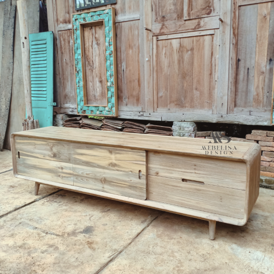 Mid-Century Modern Recycled Teak Media Console