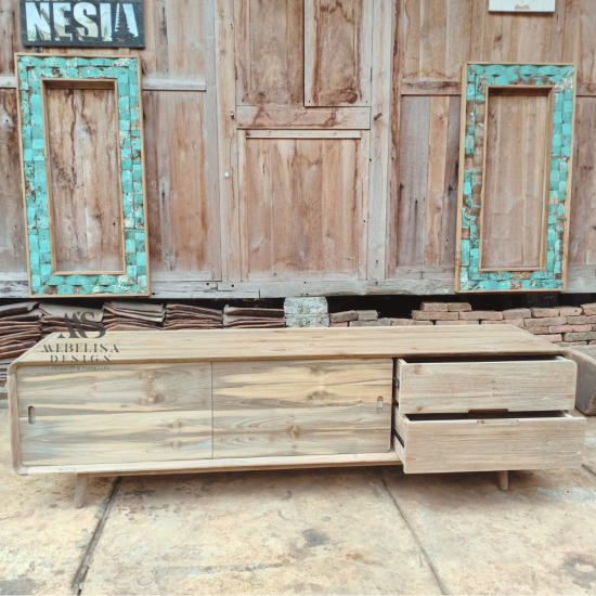 Mid-Century Modern Recycled Teak Media Console