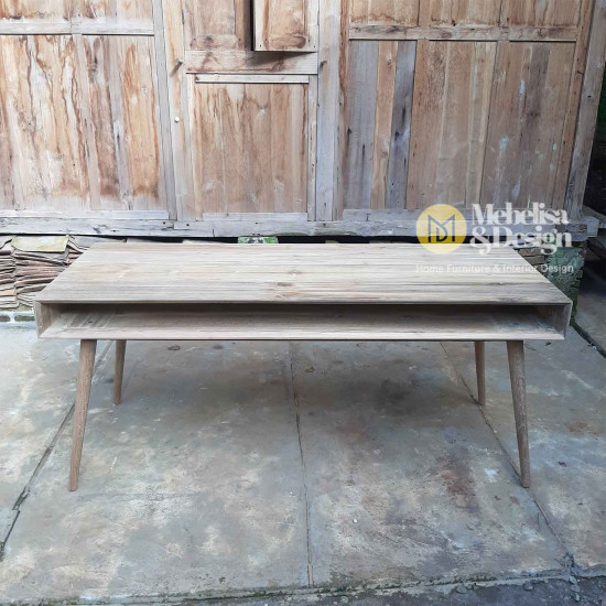 Mid-Century Modern Recycled Teak Wood Study Desk