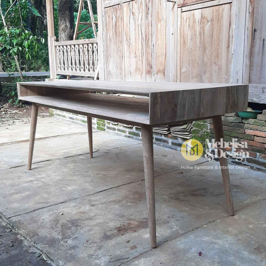 Mid-Century Modern Recycled Teak Wood Study Desk