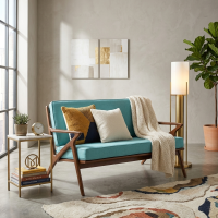 Mid-Century Sofa Tamu 2 Dudukan Kayu Jati