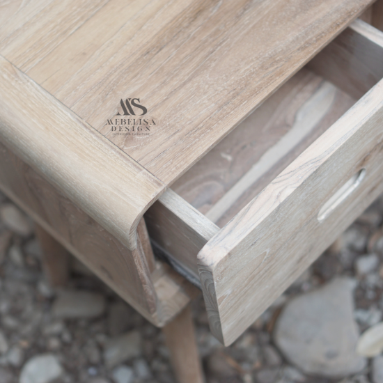 Mid-century Modern Nightstand Recycled Teak 1 Drawers