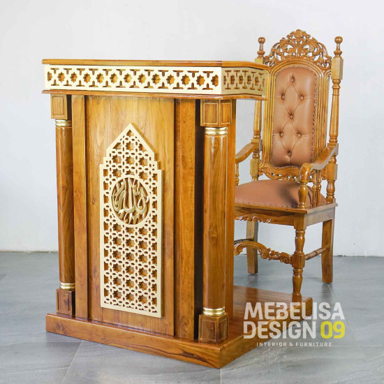 Mimbar Khutbah Masjid Set Kursi Raja Kayu Jati