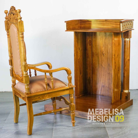 Mimbar Khutbah Masjid Set Kursi Raja Kayu Jati