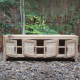 Minimalist Buffet Made of Old Teak and Rattan Woven with 4 Doors