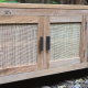 Minimalist Buffet Made of Old Teak and Rattan Woven with 4 Doors