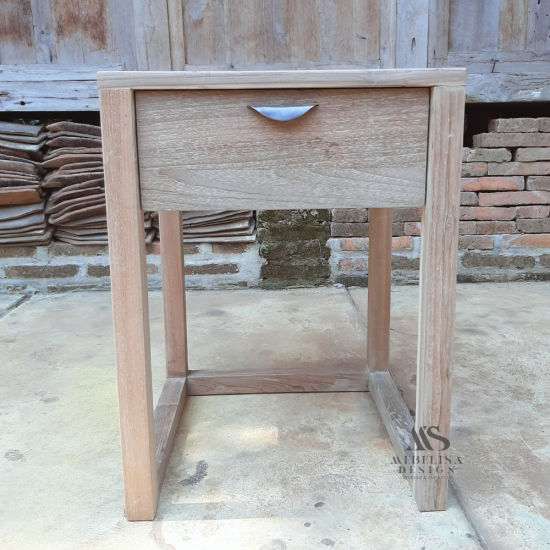 Minimalist Reclaimed Teak Single-Drawer Nightstand