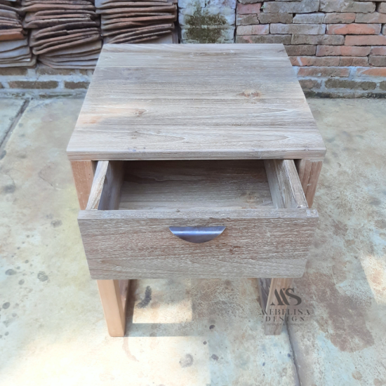 Minimalist Reclaimed Teak Single-Drawer Nightstand
