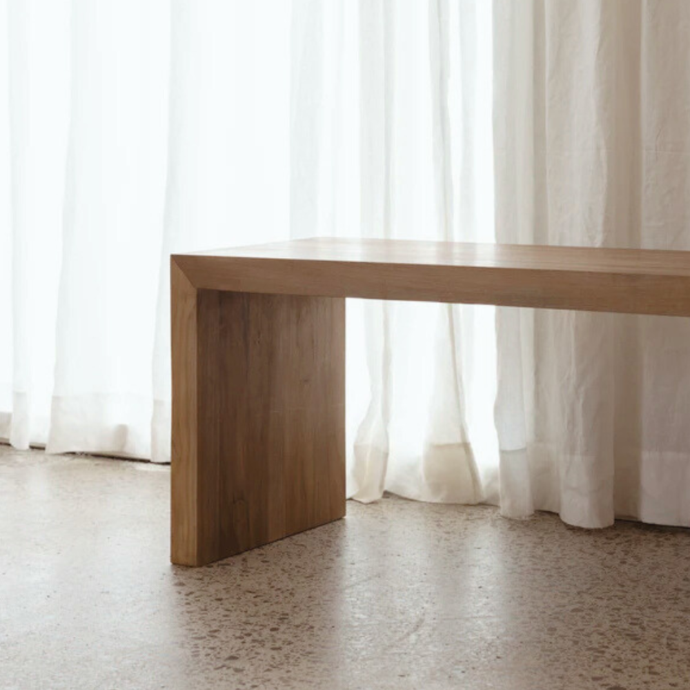 Minimalist Reclaimed Teak Waterfall Bench