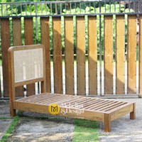 Minimalist Single Bed Rattan Old Teak Wood Minimalist Single Bed Rattan Old Teak Wood