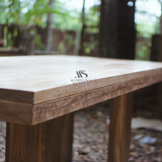 Modern Dining Table from Recycled Teak Wood with U-Shaped Legs