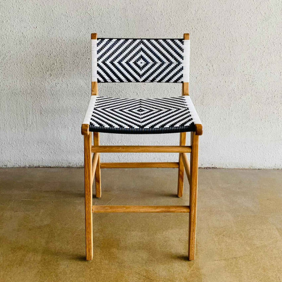 Nadia Barstool Kursi Bar Anyaman Rotan Black-White Nadia Barstool Kursi Bar Anyaman Rotan Black-White