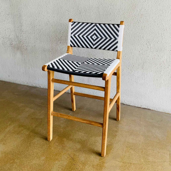 Nadia Barstool Kursi Bar Anyaman Rotan Black-White Nadia Barstool Kursi Bar Anyaman Rotan Black-White
