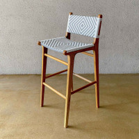 Nadia Barstool Kursi Bar Minimalis Anyaman Ash+White