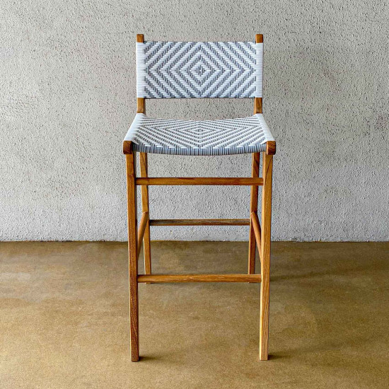 Nadia Barstool Kursi Bar Minimalis Anyaman Ash+White
